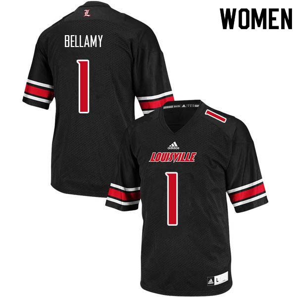 Women Louisville Cardinals #1 Joshua Bellamy College Football Jerseys Sale-Black - Click Image to Close